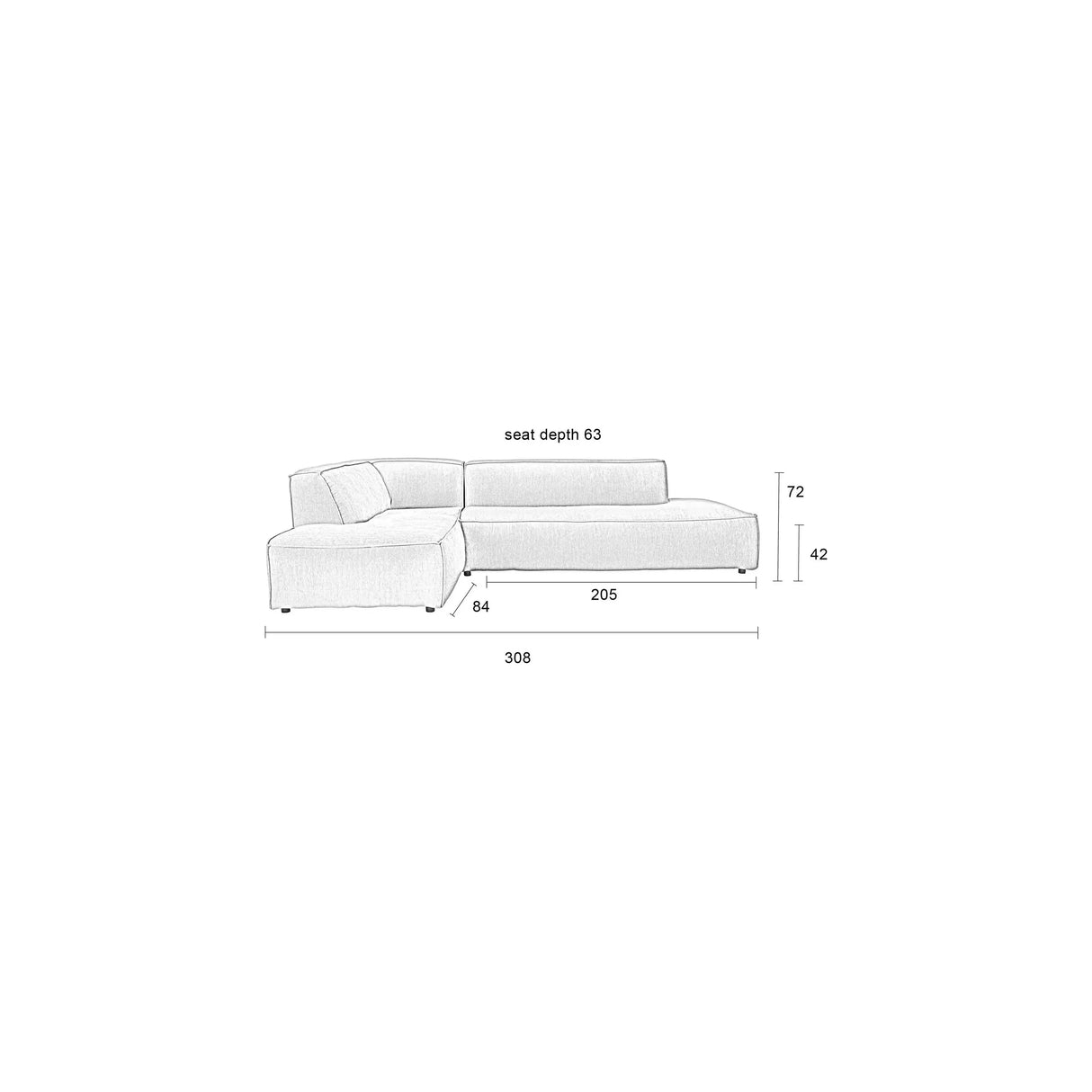 Fat Freddy Rippen Sofa Rechts Karamell 308x188cm von Zuiver – Produktbild 8
