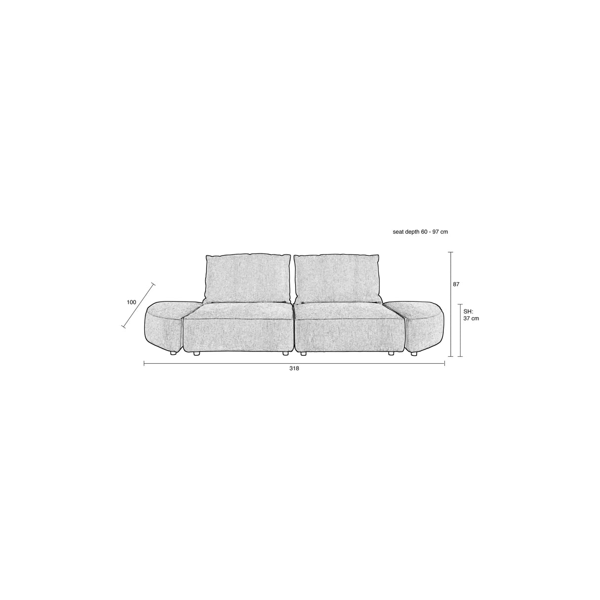 Hunter Sofa 3-Sitzer Sand 318x100cm von Zuiver – Produktbild 10