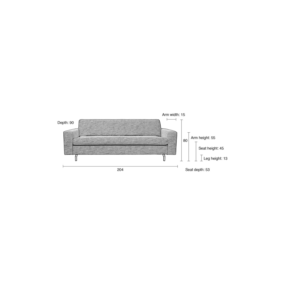 Jean Sofa 2,5-Sitzer Latte 204x90cm von Zuiver – Produktbild 11