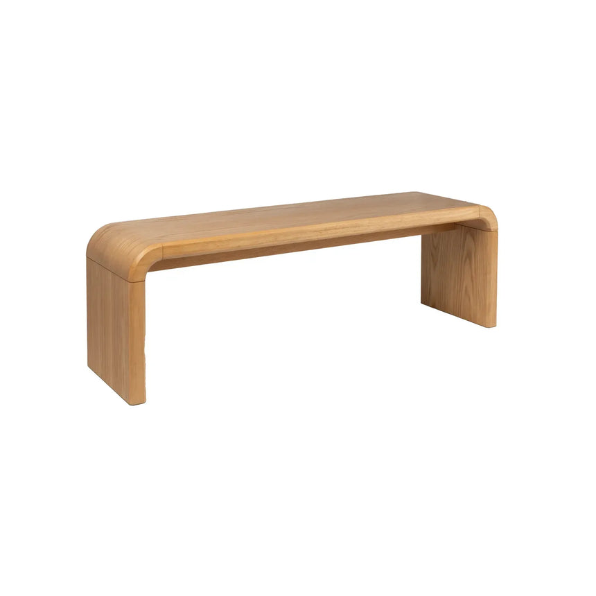 Sitzbank Brave aus Eichenfurnier und Gummibaumholz in Braun, 140×38×45 cm - ZEN ZONE Furniture