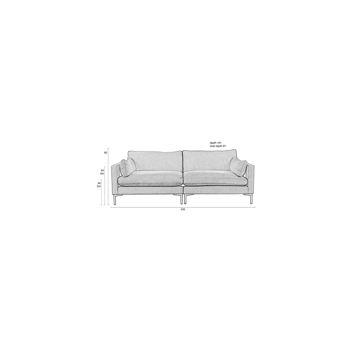 Sommer 3-Sitzer Sofa Latte 230x101cm von Zuiver – Produktbild 12