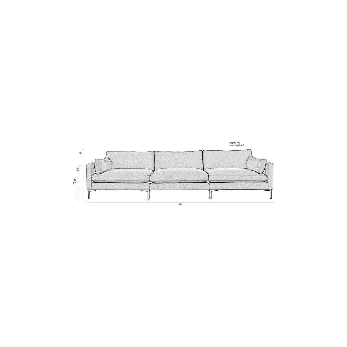 Summer 4,5-Sitzer Sofa Kaffee 335x101cm von Zuiver – Produktbild 9