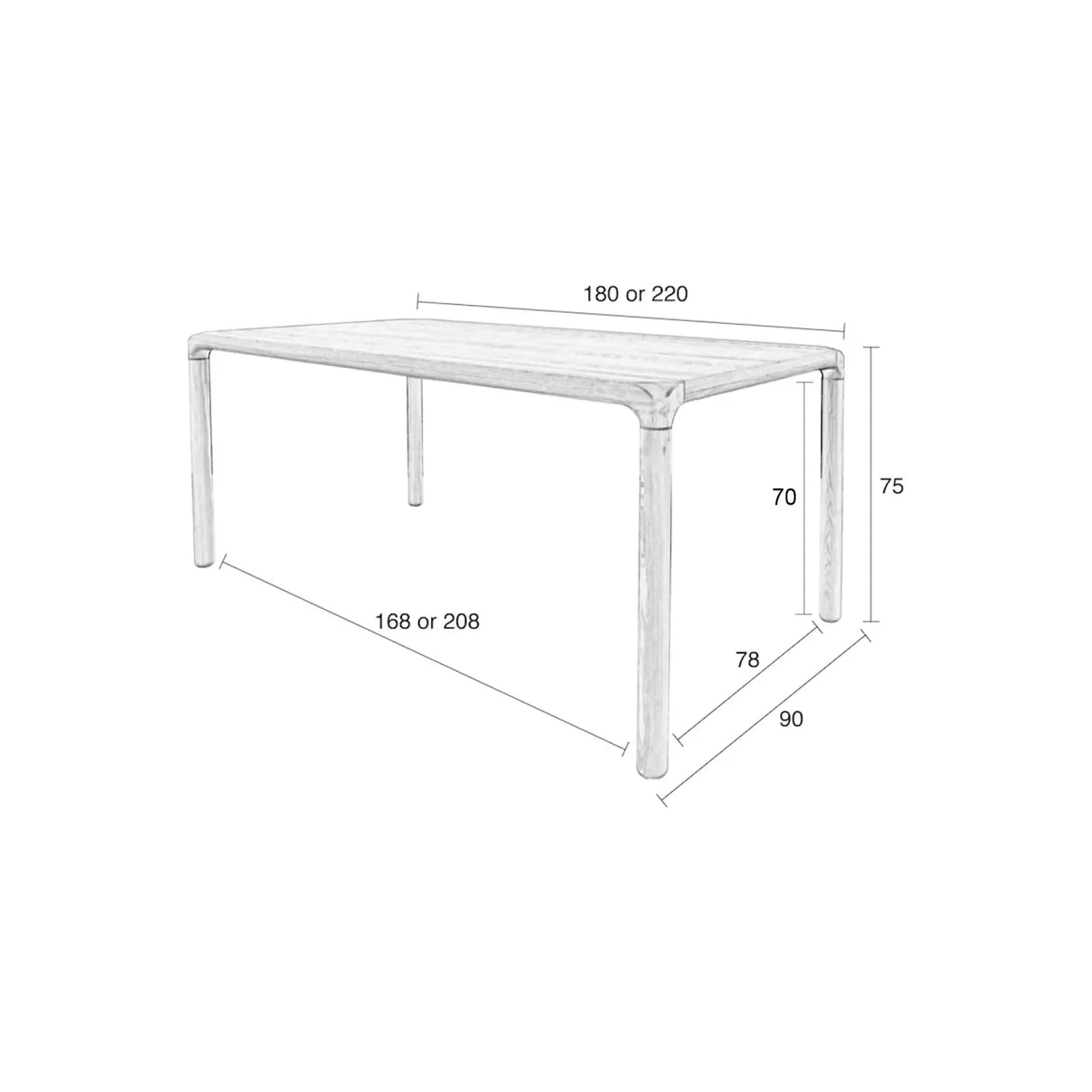 Storm Tisch aus Holz in verschiedenen Farben 220x90 cm - ZEN ZONE Furniture