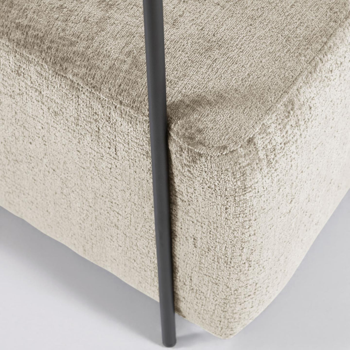 Sessel Gamer aus beiger Chenille und Metall mit schwarzer Lackierung - ZEN ZONE