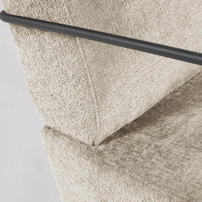 Sessel Gamer aus beiger Chenille und Metall mit schwarzer Lackierung - ZEN ZONE