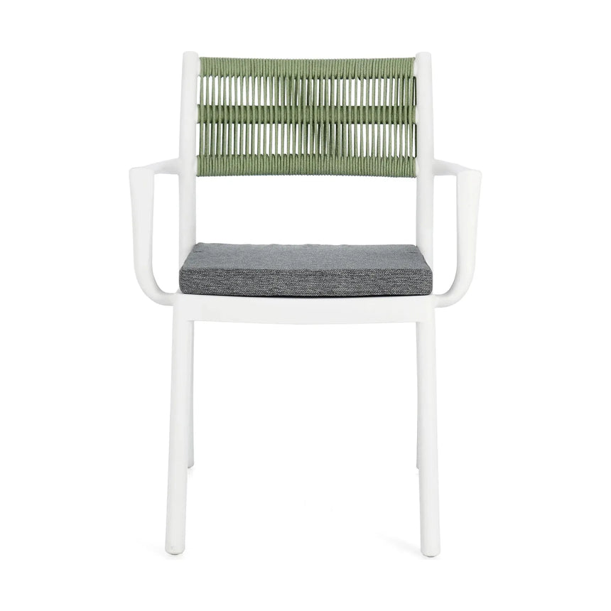 Alvin Stuhl mit Armlehne und Kissen Weiss/Grün - ZEN ZONE Furniture