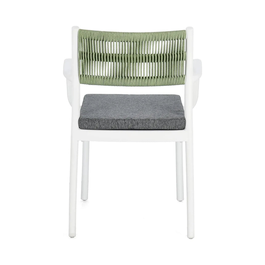 Alvin Stuhl mit Armlehne und Kissen Weiss/Grün - ZEN ZONE Furniture