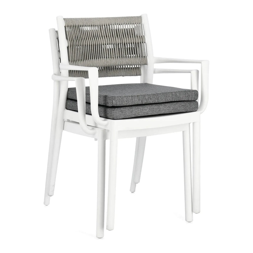 Alvin Stuhl mit Armlehne und Kissen Weiss/Hellgrau - ZEN ZONE Furniture