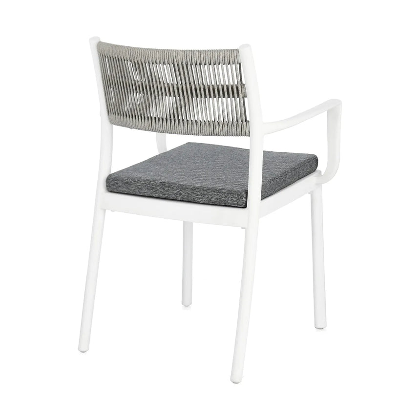 Alvin Stuhl mit Armlehne und Kissen Weiss/Hellgrau - ZEN ZONE Furniture