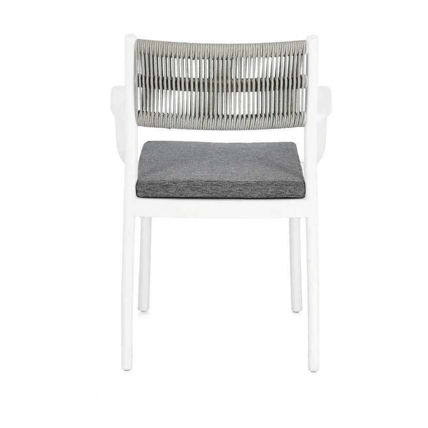 Alvin Stuhl mit Armlehne und Kissen Weiss/Hellgrau - ZEN ZONE Furniture