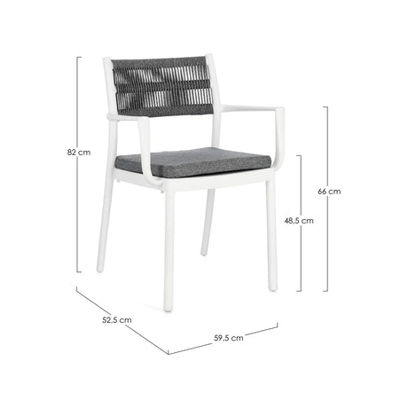 Alvin Stuhl mit Armlehne und Kissen Weiss/Dunkelgrau - ZEN ZONE Furniture