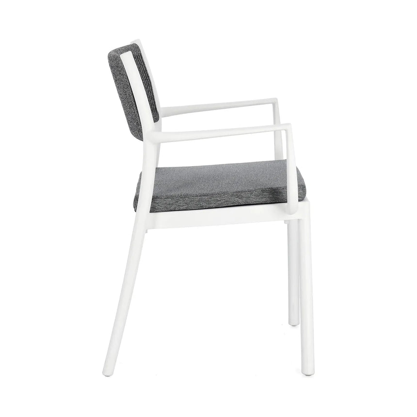 Alvin Stuhl mit Armlehne und Kissen Weiss/Dunkelgrau - ZEN ZONE Furniture