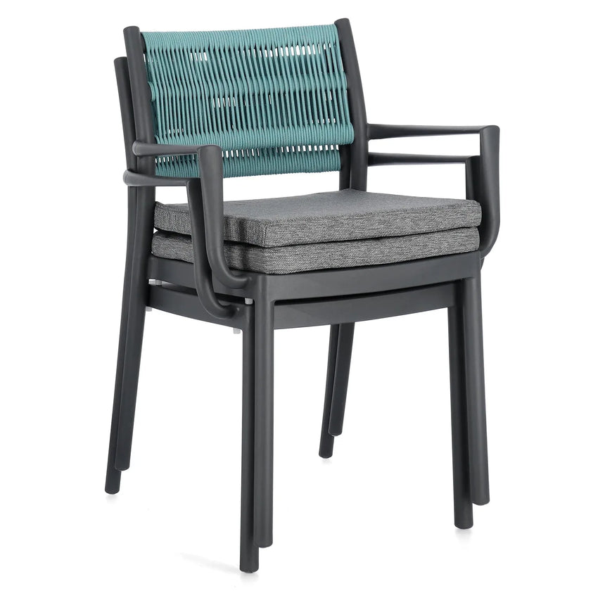 Alvin Stuhl mit Armlehne und Kissen Charcoal/Avio - ZEN ZONE Furniture