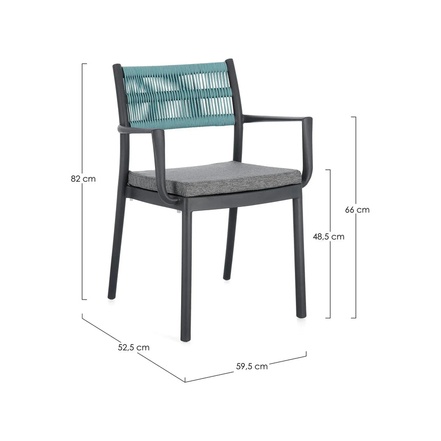 Alvin Stuhl mit Armlehne und Kissen Charcoal/Avio - ZEN ZONE Furniture