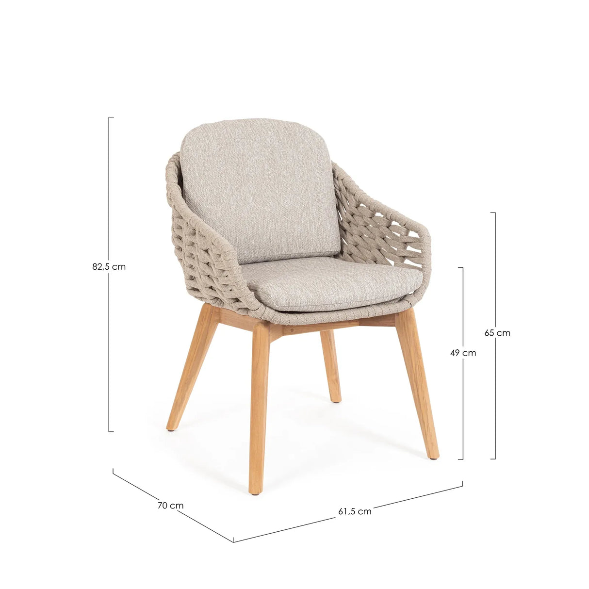 Gartenstuhl mit Armlehne und Kissen Tamires Beige - ZEN ZONE Furniture