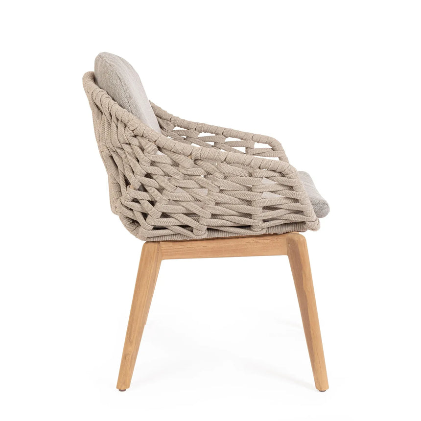 Gartenstuhl mit Armlehne und Kissen Tamires Beige - ZEN ZONE Furniture