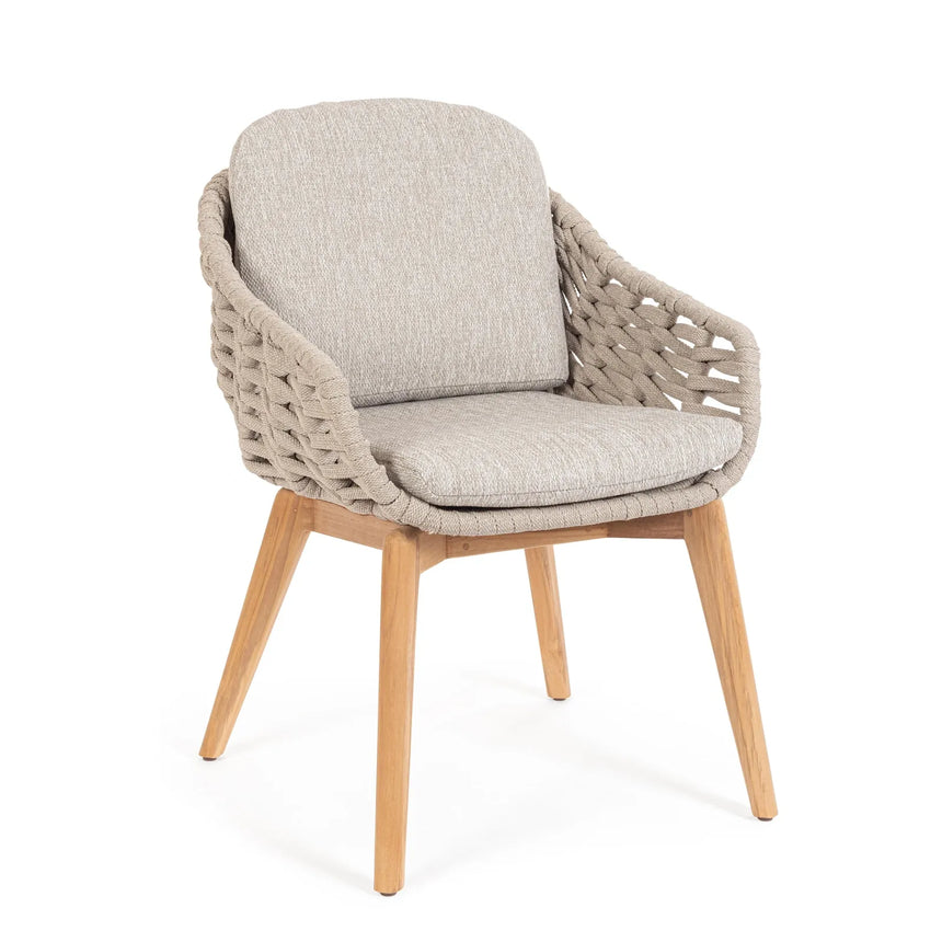 Gartenstuhl mit Armlehne und Kissen Tamires Beige - ZEN ZONE Furniture