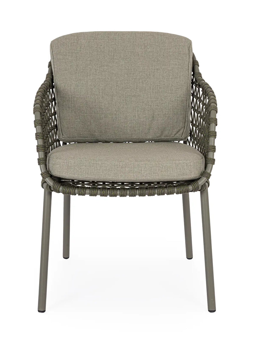 Gartenstuhl Ivissa mit Armlehnen aus Seil Grün - ZEN ZONE Furniture