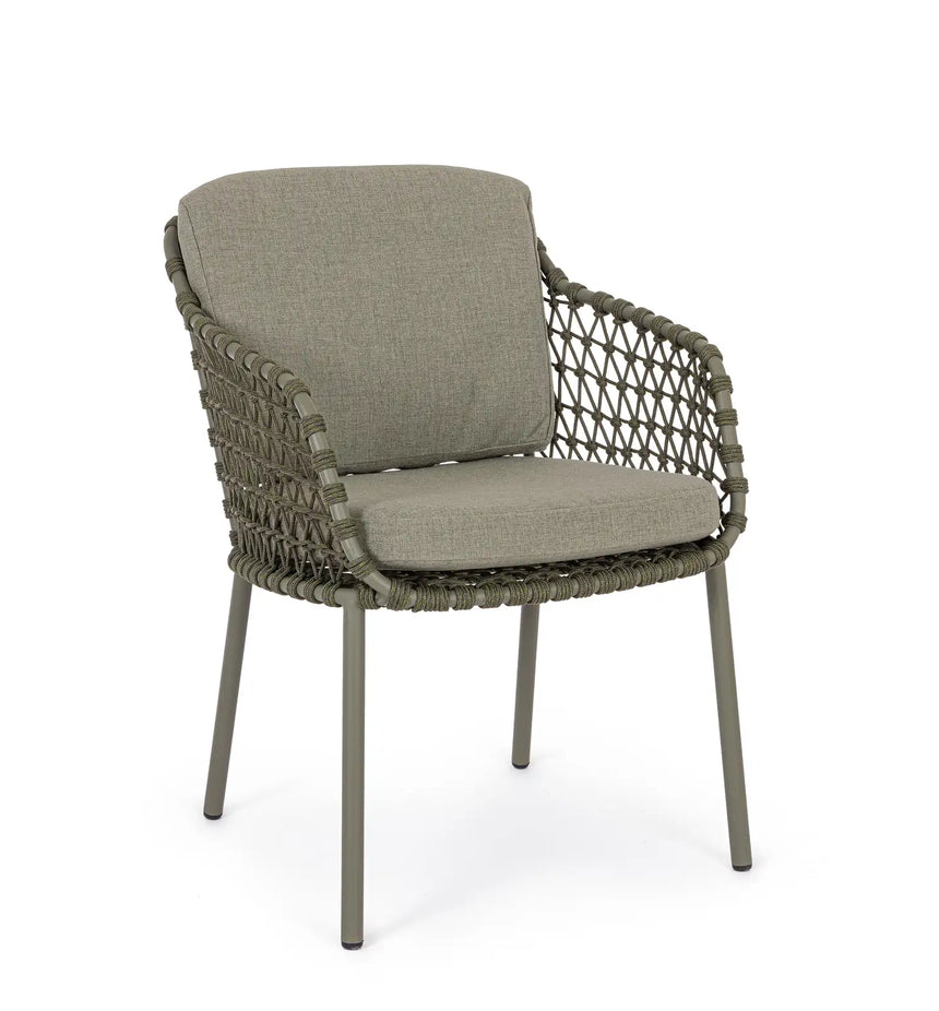 Gartenstuhl Ivissa mit Armlehnen aus Seil Grün - ZEN ZONE Furniture