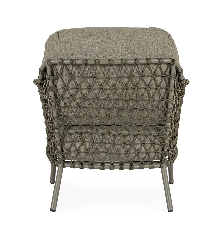 Outdoor Sessel Ivissa mit Armlehnen aus Seil Grün - ZEN ZONE Furniture