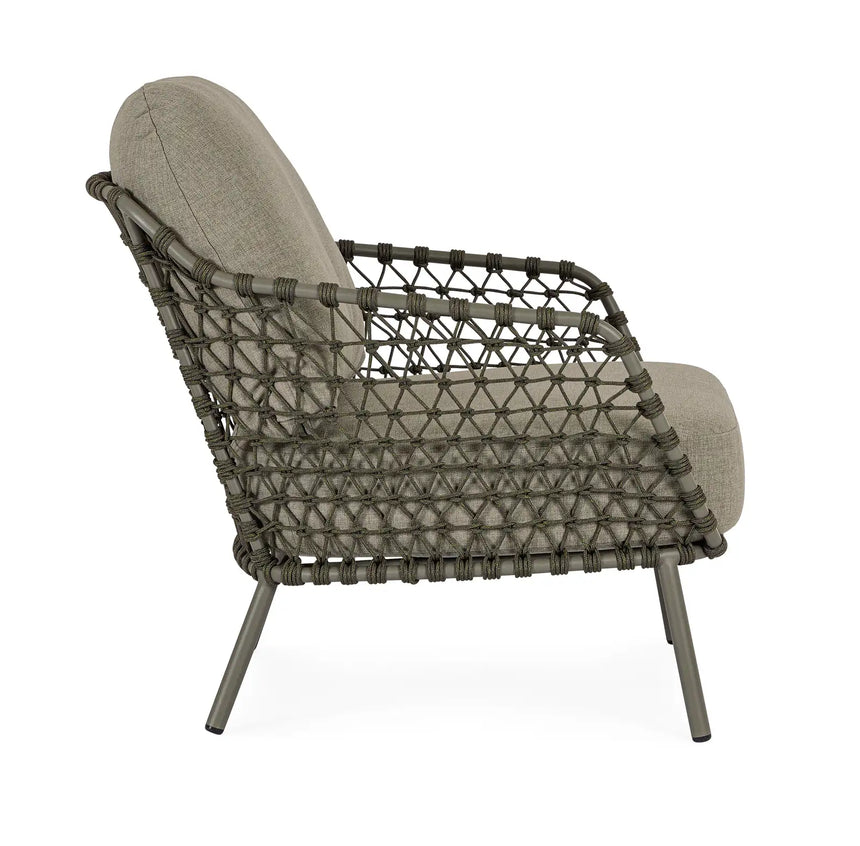 Outdoor Sessel Ivissa mit Armlehnen aus Seil Grün - ZEN ZONE Furniture