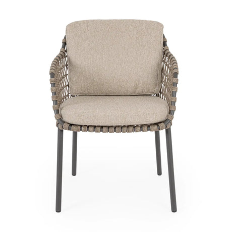 Gartenstuhl Ivissa mit Armlehnen aus Seil Anthrazit - ZEN ZONE Furniture
