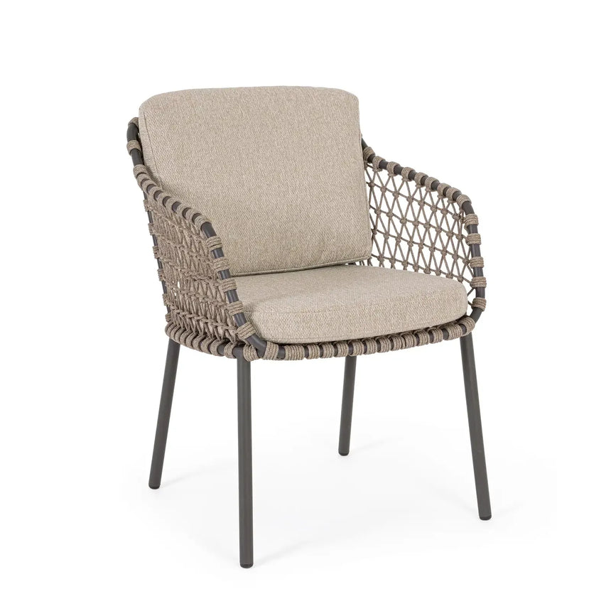 Gartenstuhl Ivissa mit Armlehnen aus Seil Anthrazit - ZEN ZONE Furniture