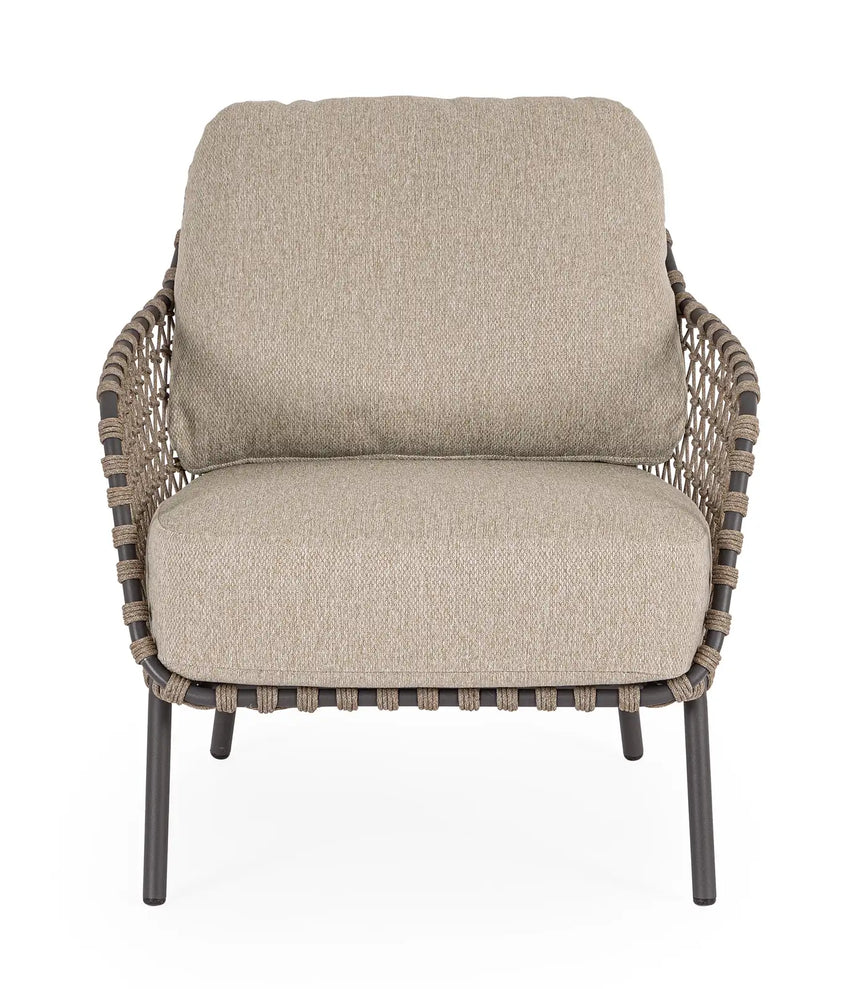 Outdoor Sessel Ivissa mit Armlehnen aus Seil Anthrazit - ZEN ZONE Furniture