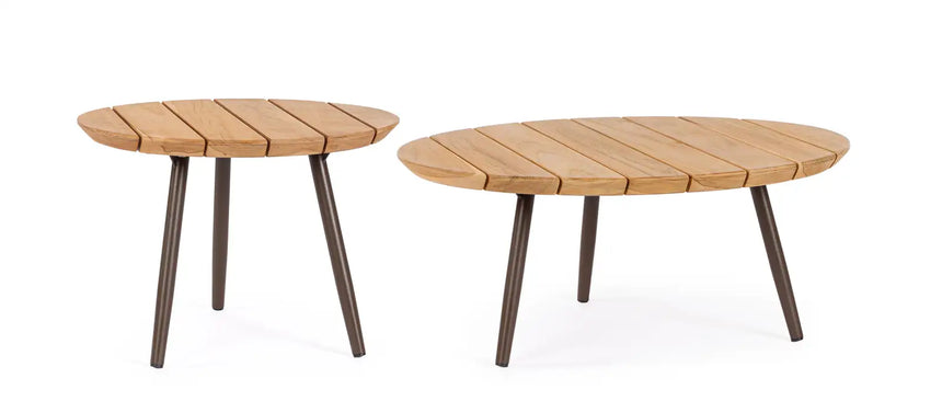 Outdoor Couchtisch 2er-Set Teakholz Talaia D50-D70 Java - ZEN ZONE Furniture