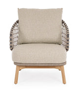 Outdoor Sessel Eularia mit Armlehnen aus Aluminium, Seil und Teakholz - ZEN ZONE Furniture