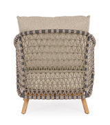 Outdoor Sessel Eularia mit Armlehnen aus Aluminium, Seil und Teakholz - ZEN ZONE Furniture