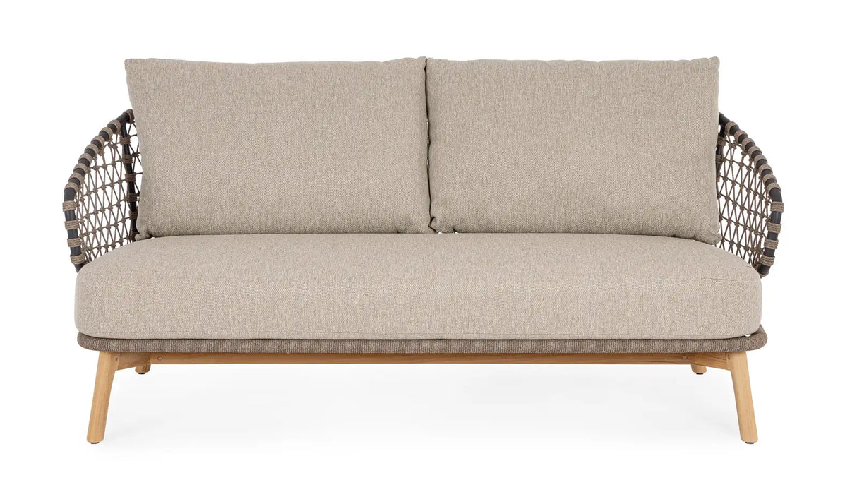 Outdoor Sofa 2/3-Sitzer Eularia aus Aluminium, Seil und Teakholz - ZEN ZONE Furniture