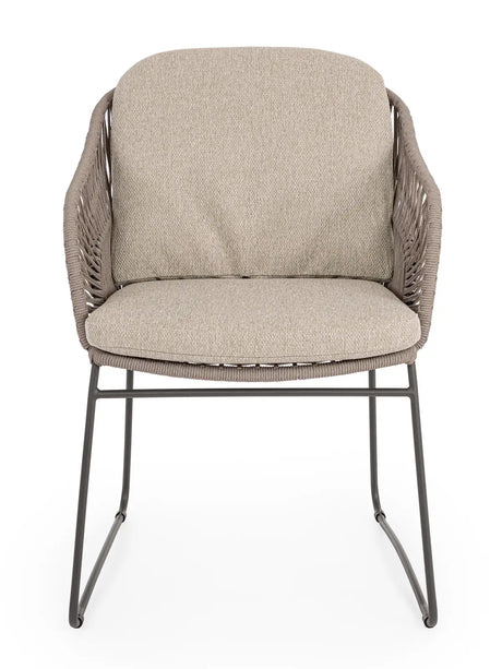 Gartenstuhl Carles aus Stahl und Seil mit Armlehnen - ZEN ZONE Furniture