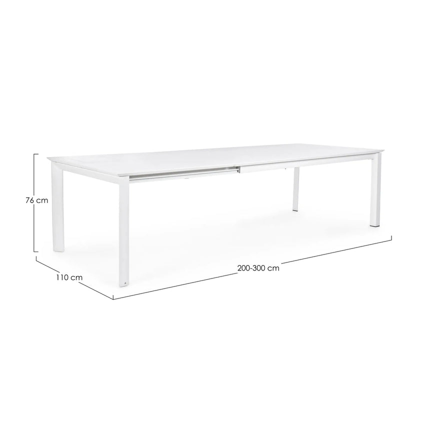 Gartentisch ausziehbar 200-300x110 Weiß CX21 Konnor - ZEN ZONE Furniture