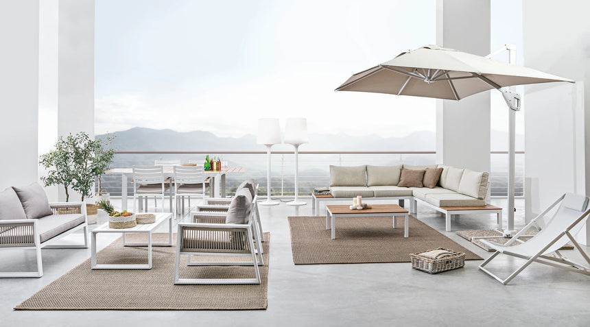 Gartenlounge Set 4er Set mit Kissen Captiva Weiß LH30 - ZEN ZONE Furniture
