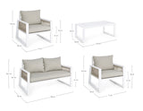 Gartenlounge Set 4er Set mit Kissen Captiva Weiß LH30 - ZEN ZONE Furniture