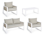 Gartenlounge Set 4er Set mit Kissen Captiva Weiß LH30 - ZEN ZONE Furniture