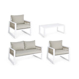 Gartenlounge Set 4er Set mit Kissen Captiva Weiß LH30