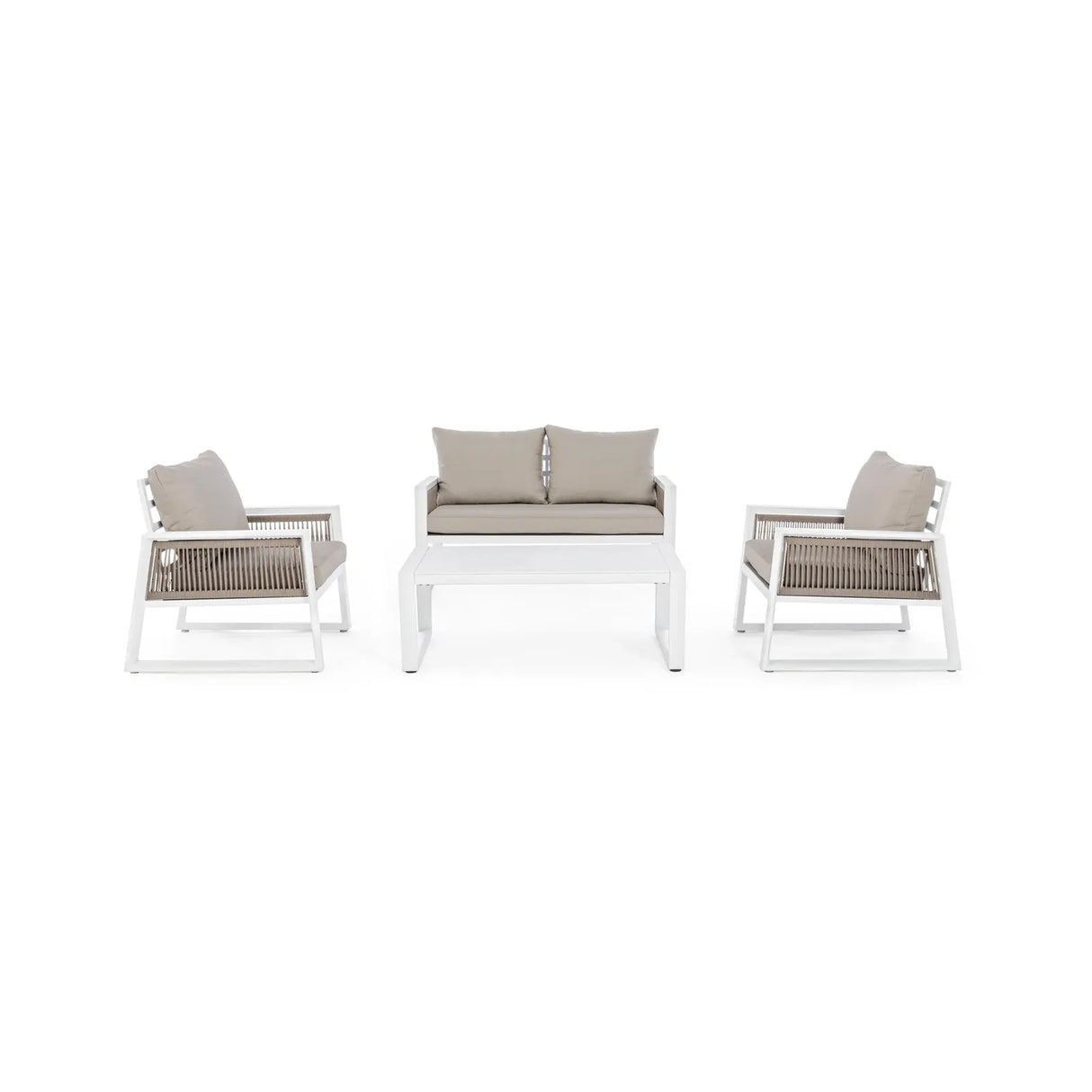 Gartenlounge Set 4er Set mit Kissen Captiva Weiß LH30