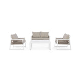 Gartenlounge Set 4er Set mit Kissen Captiva Weiß LH30