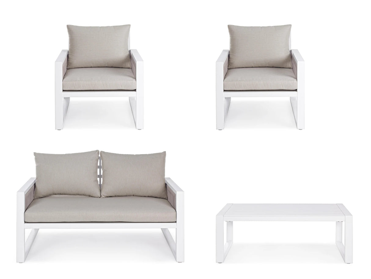 Gartenlounge Set 4er Set mit Kissen Captiva Weiß LH30 - ZEN ZONE Furniture