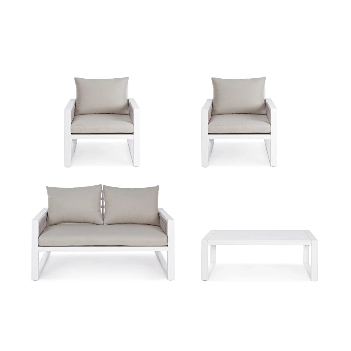 Gartenlounge Set 4er Set mit Kissen Captiva Weiß LH30