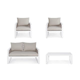 Gartenlounge Set 4er Set mit Kissen Captiva Weiß LH30
