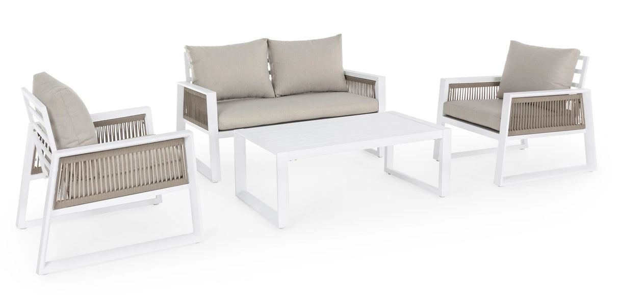 Gartenlounge Set 4er Set mit Kissen Captiva Weiß LH30 - ZEN ZONE Furniture