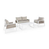 Gartenlounge Set 4er Set mit Kissen Captiva Weiß LH30