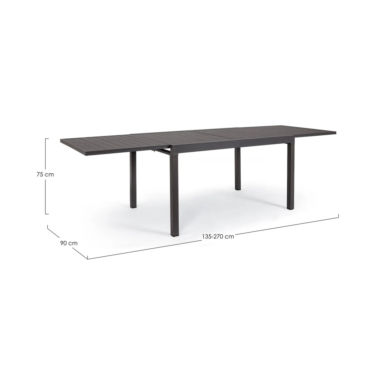 Gartentisch ausziehbar 135-270x90 Anthrazit Pelagius