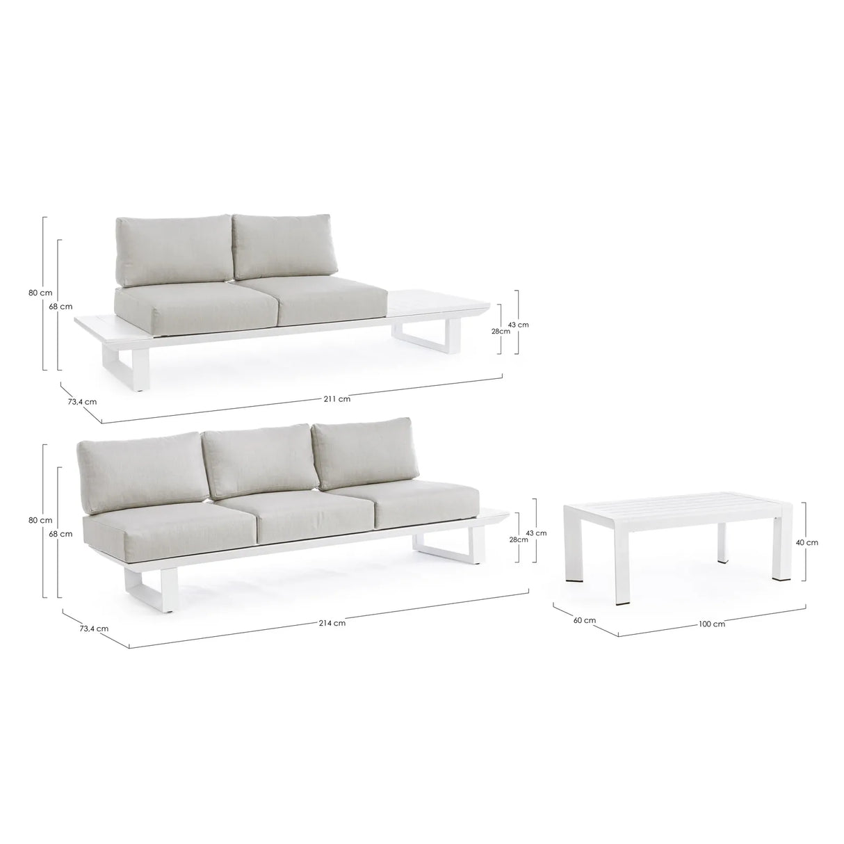 Gartenlounge Eck-Sitzgruppe mit Kissen Weiß CX21 Konnor - ZEN ZONE Furniture