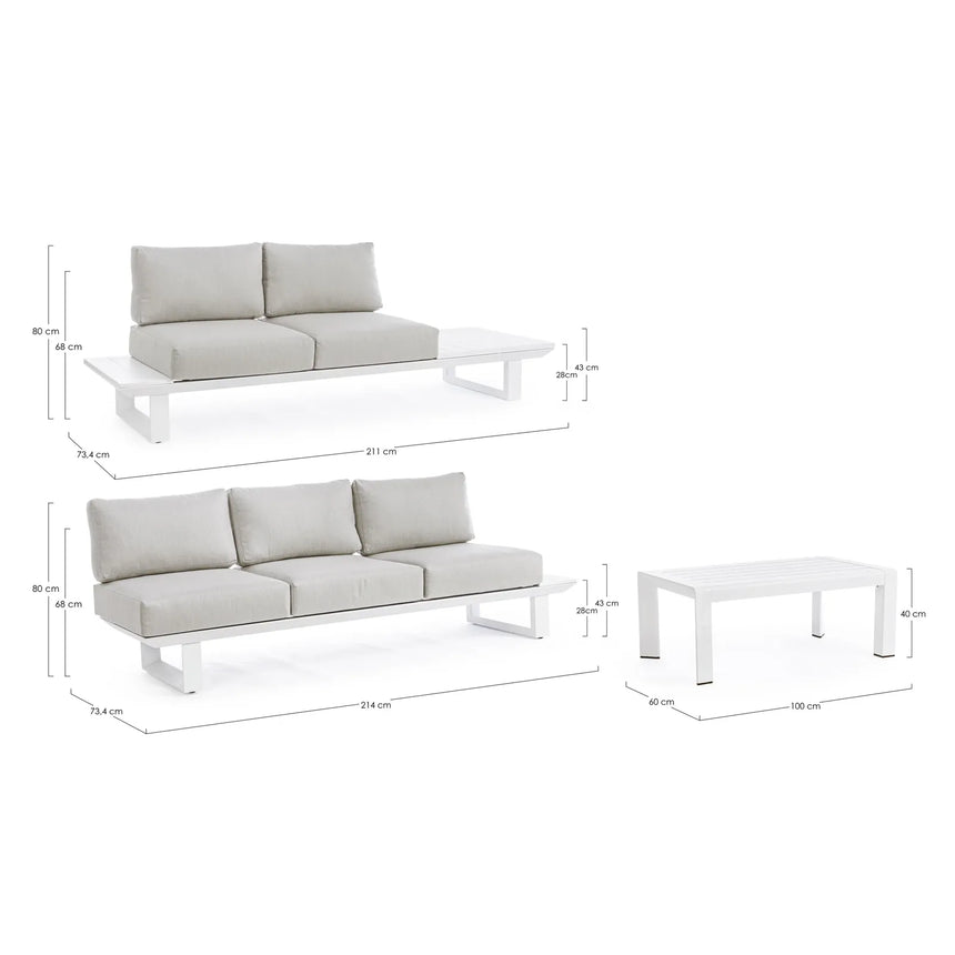 Gartenlounge Eck-Sitzgruppe mit Kissen Weiß CX21 Konnor - ZEN ZONE Furniture