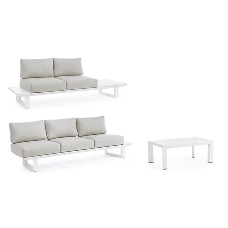 Gartenlounge Eck-Sitzgruppe mit Kissen Weiß CX21 Konnor - ZEN ZONE Furniture