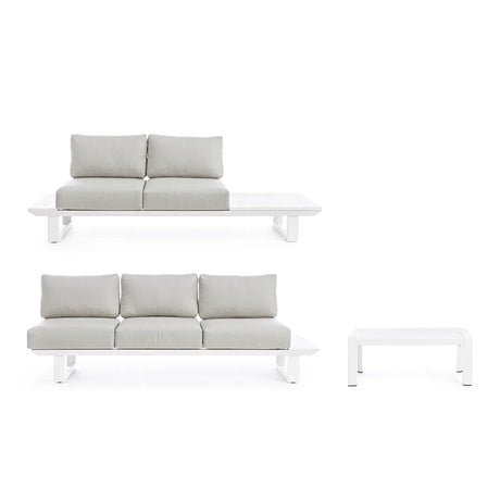 Gartenlounge Eck-Sitzgruppe mit Kissen Weiß CX21 Konnor - ZEN ZONE Furniture